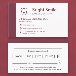 Tarjeta De Visita Recordatorio de cita con el dentista