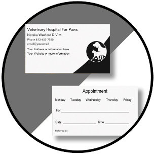 Tarjeta De Visita Recordatorio de cita con veterinario moderno