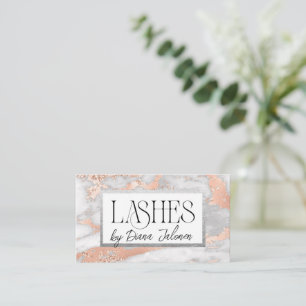 Tarjeta De Visita Recordatorio de cita de 100 Lashes Rose Marble