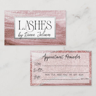 Tarjeta De Visita Recordatorio de cita de 100 Lashes Rose Marble