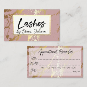 Tarjeta De Visita Recordatorio de cita de 100 Lashes Rose Marble