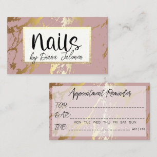 Tarjeta De Visita Recordatorio de cita de 100 uñas Rose Marble
