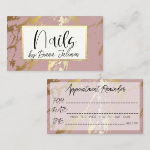 Tarjeta De Visita Recordatorio de cita de 100 uñas Rose Marble