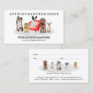 Tarjeta De Visita Recordatorio de cita de aseo de perro lindo