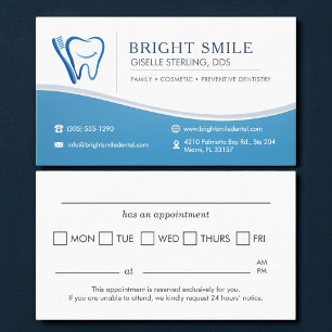 Tarjeta De Visita Recordatorio de cita de consultorio de dentista co