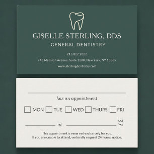 Tarjeta De Visita Recordatorio de cita de consultorio dental Green T