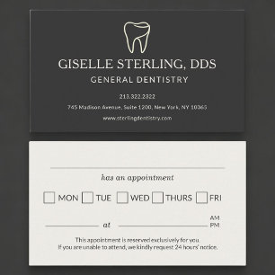 Tarjeta De Visita Recordatorio de cita de dientes de oficina de dent