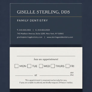 Tarjeta De Visita Recordatorio de cita de la oficina de odontología 