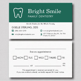Tarjeta De Visita Recordatorio de cita de visita dental a dos caras 