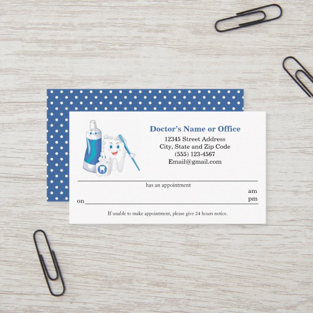 Tarjeta De Visita Recordatorio de cita dental (Anverso/Reverso In Situ)
