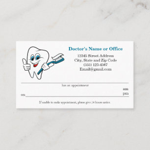 Tarjeta De Visita Recordatorio de cita dental