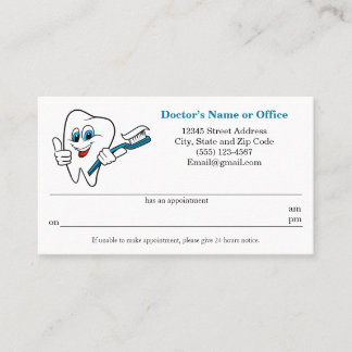 Tarjeta De Visita Recordatorio de cita dental