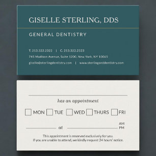 Tarjeta De Visita Recordatorio de cita dental del dentista