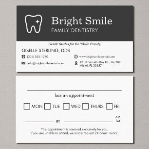 Tarjeta De Visita Recordatorio de cita dental minimalista Logo de di