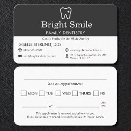 Tarjeta De Visita Recordatorio de Cita Dental Profesional