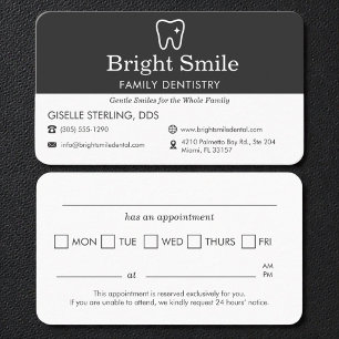 Tarjeta De Visita Recordatorio de Cita Dental Profesional