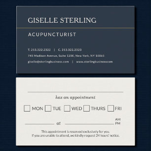 Tarjeta De Visita Recordatorio de cita en consultorio de acupuntura