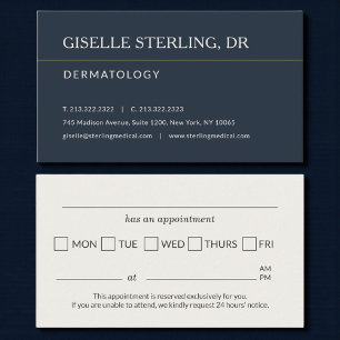 Tarjeta De Visita Recordatorio de cita en consultorio de dermatologí