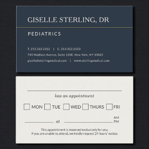 Tarjeta De Visita Recordatorio de cita en consultorio de pediatría