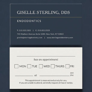 Tarjeta De Visita Recordatorio de cita en la oficina de endodoncia