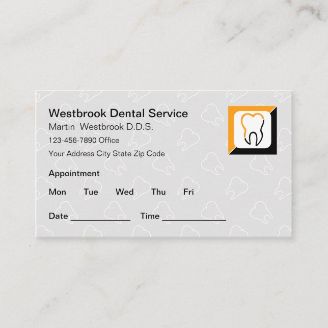 Tarjeta De Visita Recordatorio de cita para paciente dentista (Anverso)