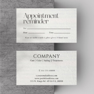 Tarjeta De Visita Recordatorio de cita simple