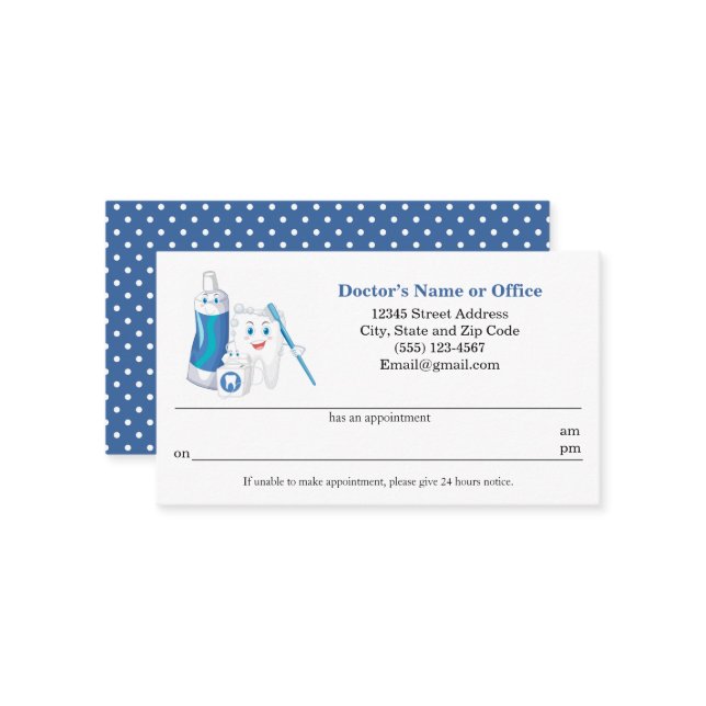 Tarjeta De Visita Recordatorio de citas dentales (Anverso/Reverso In Situ)