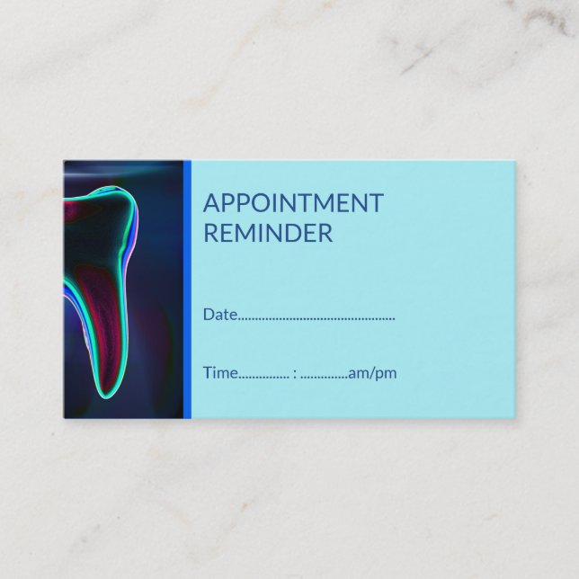 Tarjeta De Visita Recordatorio de citas dentarias con dientes azules (Anverso)