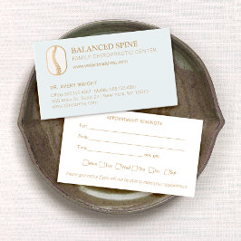 Tarjeta De Visita Recordatorio de nombramiento de quiropráctico
