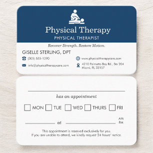 Tarjeta De Visita Recordatorio de programación de fisioterapeuta