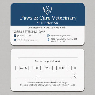 Tarjeta De Visita Recordatorio de visita al consultorio veterinario 
