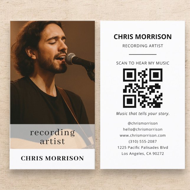 Tarjeta De Visita Recording Artist QR Code Photo (Subido por el creador)