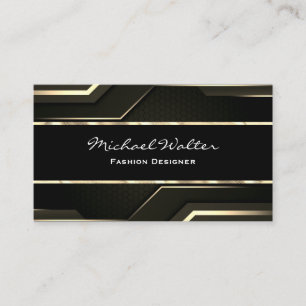 Tarjeta De Visita Recorte de oro elegante   Sleek Black
