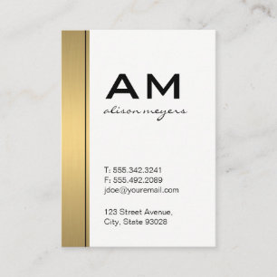 Tarjeta De Visita Recorte Metálico Dorado Monograma Serif