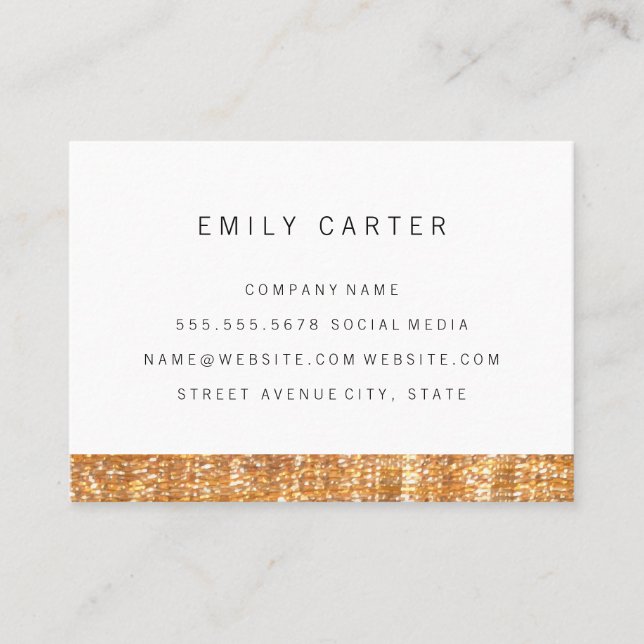 Tarjeta De Visita Recorte Purpurina de oro (Anverso)