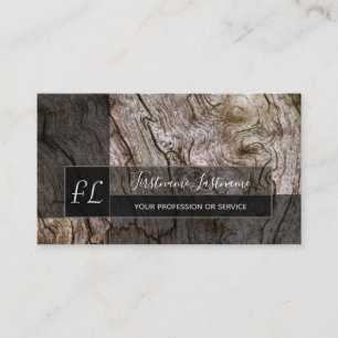 Tarjeta De Visita Rectángulo de monograma de superficie de madera de