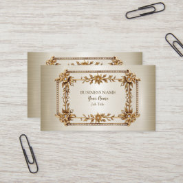 Tarjeta De Visita Rectángulo dorado profesional Dimond Floral