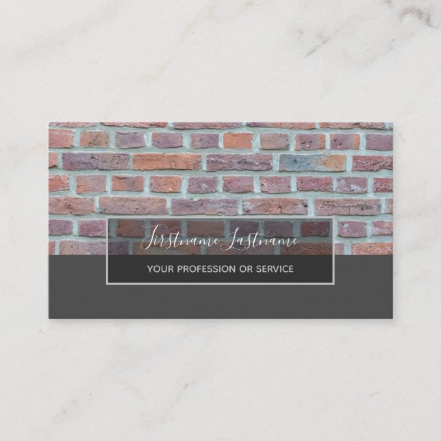 Tarjeta De Visita Rectángulo gris de ladrillo sólido rojo minimalist (Anverso)