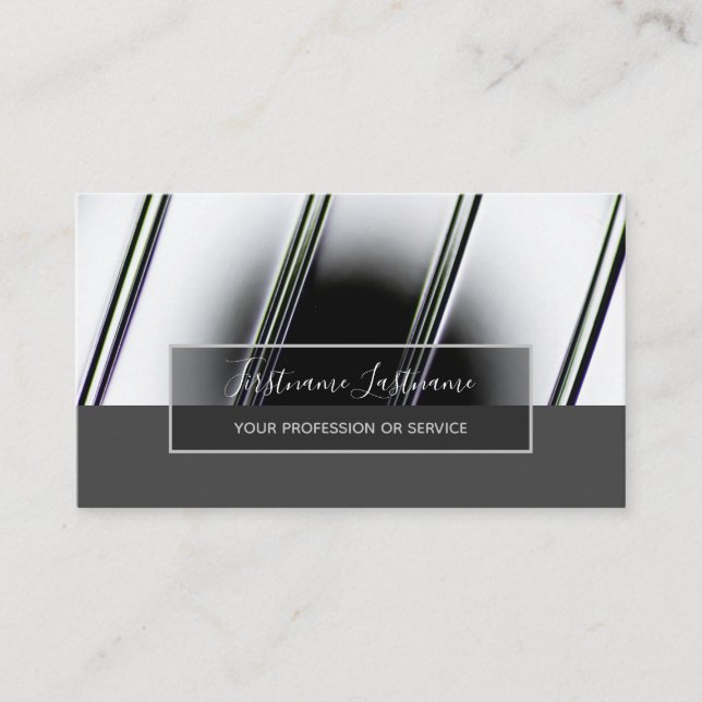 Tarjeta De Visita Rectángulo gris de superficie cromado abstracto mi (Anverso)
