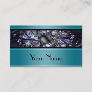 Tarjeta De Visita Rectángulos azul fractal + tu texto