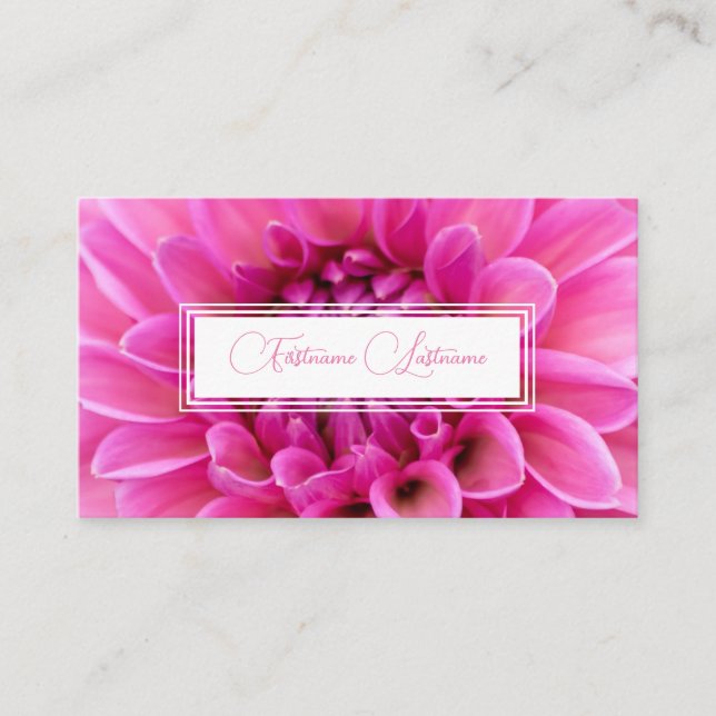 Tarjeta De Visita Rectargos blancos floridos de flor rosa minimalist (Anverso)