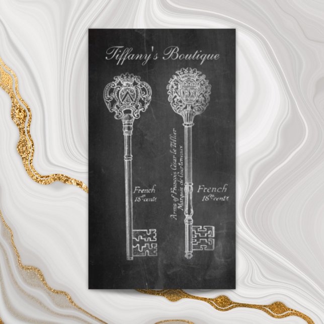 Tarjeta De Visita Rector de llaves del esqueleto de Chalkboard Victo (Chalkboard Victorian skeleton keys realtor Business Card)
