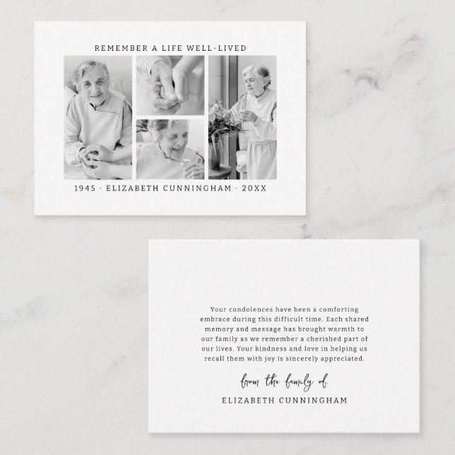 Tarjeta De Visita Recuerde Una Vida Moderna Sencilla 4 Collage de fo (Anverso / Reverso)