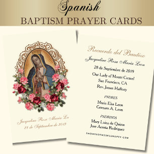 TARJETA DE VISITA RECUERDO BAUTIZO ESPAÑOL ORACIÓN RELIGIOSA 