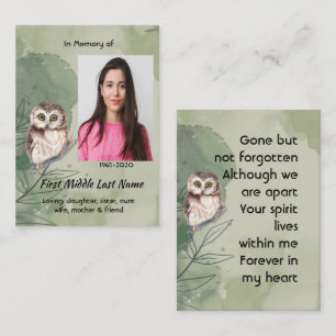 Tarjeta De Visita Recuerdo conmemorativo búho ave lindo