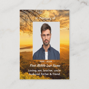 Tarjeta De Visita Recuerdo conmemorativo cristiano Amanecer dorado