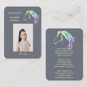 Tarjeta De Visita Recuerdo conmemorativo cristiano Arte de caballo p