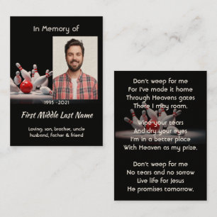 Tarjeta De Visita Recuerdo conmemorativo cristiano boliche bolera