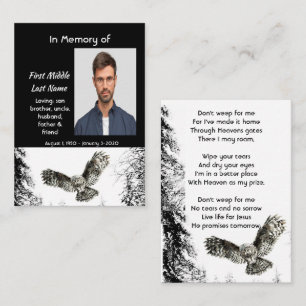 Tarjeta De Visita Recuerdo conmemorativo cristiano búho de acuarela