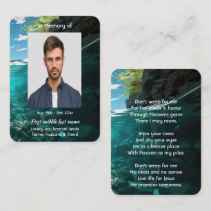 Tarjeta De Visita Recuerdo conmemorativo cristiano Buzo de buceo en